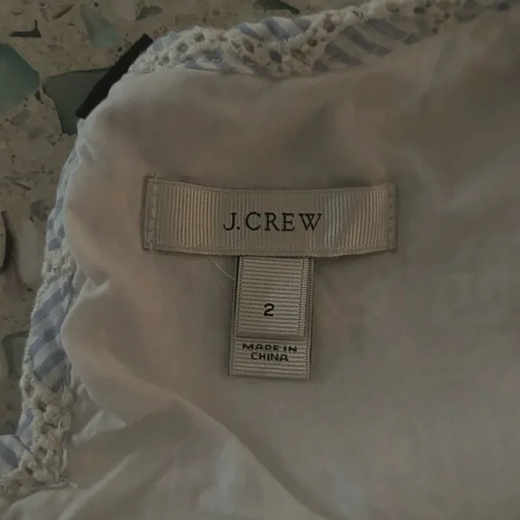 J. Crew Sear Sucker and Eyelet Shift Dress, Size 2 Preppy Nautical Cottagecore - Picture 8 of 9